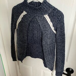 Women's Stylish Navy Sweater w/Crop Front & Overlapping Side Detail